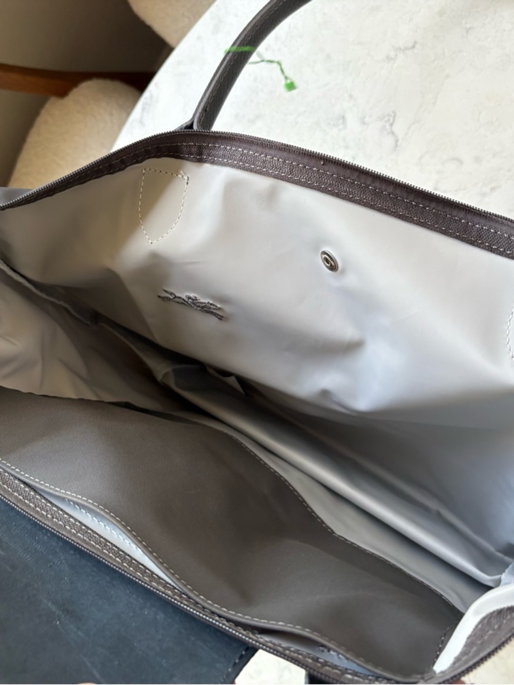 Longchamp Grey Tote Bag with Top Handle - Picture 4 of 10